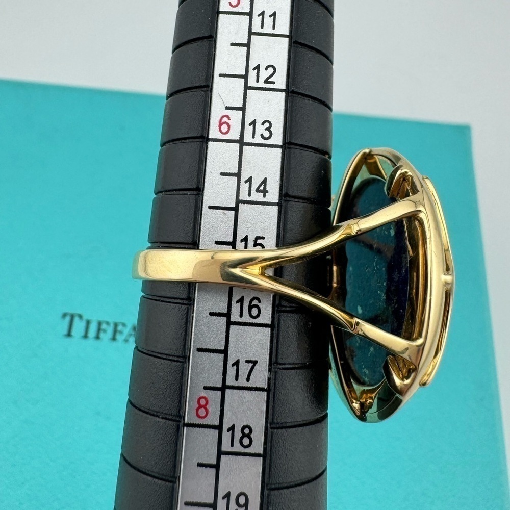 RARE Tiffany & Co. 18k Paloma's. Zellige Cocktail Ring with Lapis Lazuli Size 7 - Picture 9 of 10